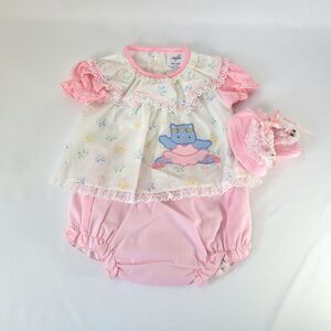 True Vintage Mayfair Baby Girl 3-Piece Set NB Floral Dress Bloomers Shoes NWOT